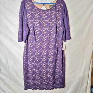 Collection Dress Barn Purple Lace Stretch Dress Plus